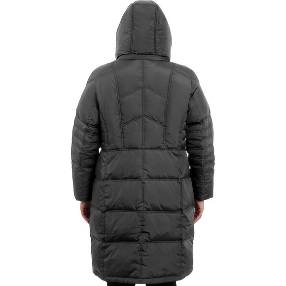 Warm Plus-Size Mid-Length Puffer Coat with Faux-Fur Collar & Adjustable Hood - Picture 6 of 7